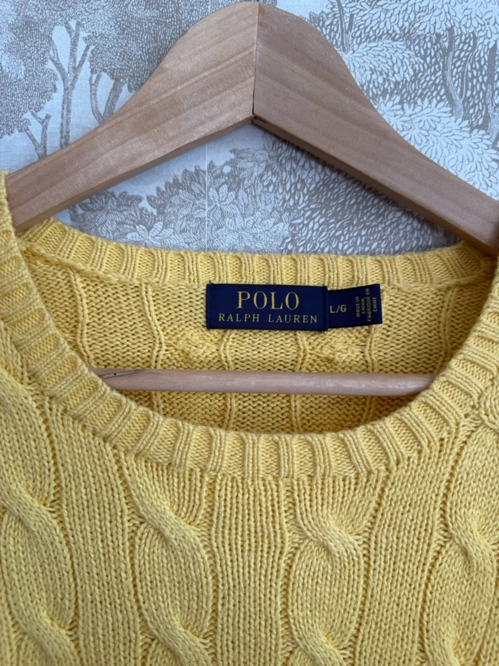 Ralph Lauren Men’s Yellow Cable-Knit Crewneck Sweater